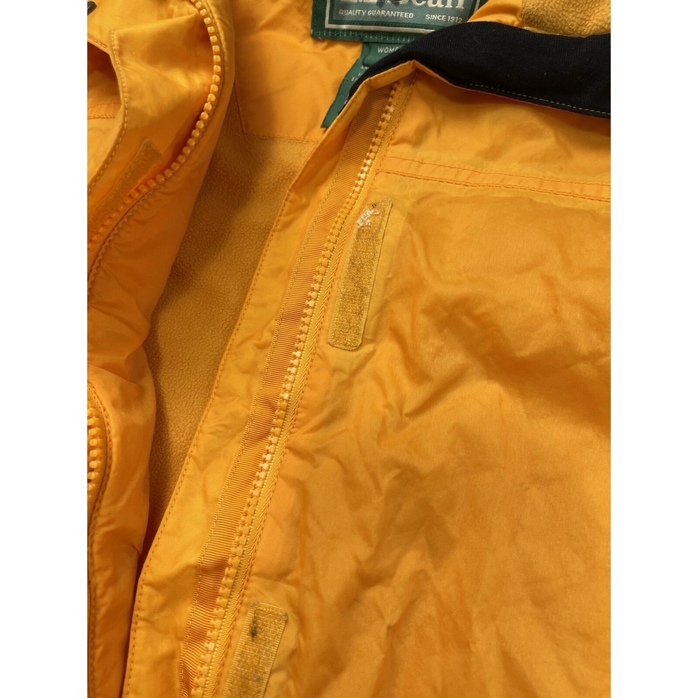 LL Bean Womens Jacket Medium Yellow Gorpcore Hiking Outdoor Fleece Lined Vintage - Picture 8 of 12